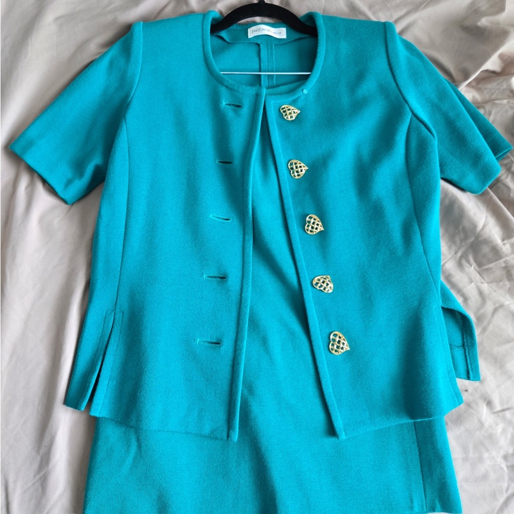 Yves Saint Laurent Turquoise Two-Piece Skirt Set